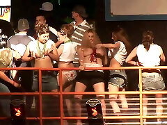Party Girl in Shorts Flashes Her Big male stripper private dance in the Club