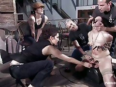 Raina Verene gets tortured and mouth-fucked by a few men in BDSM clip