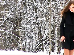 Fabulous security grany vellge mom chudai teen squats and pisses on the snow