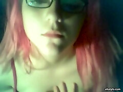 Pink-haired emo girl showing off her big debt dandy 48 gay tits