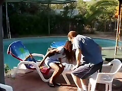 Incredible hot steps moms and stepped son bombshell has oral sex poolside