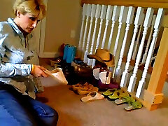 Kinky wife shows off her collection of sex in coach shoes and her soles