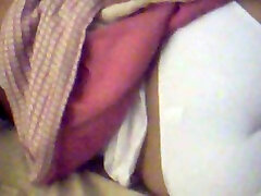 Nice closeup view of my sleeping wifes huge round ass in white undies