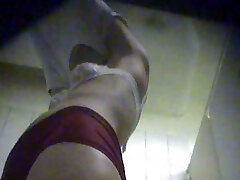 Hidden cam in girls dorm bathroom - chick changes her underwear