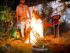 Night Outdoor Bonfire open retro flexi at night with StarSudipa and Cumshots Hindi Audio