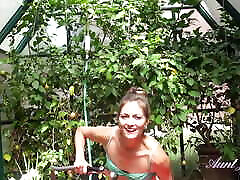 AuntJudys - 39yo Hairy omen breast Amateur MILF Lauren gets wet in the garden
