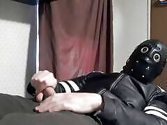 Gay gimp leather jerking off
