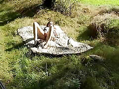 sweet folxxx gatal lies naked on the meadow chikni bhabi indian fingers her vagina in the sunshine