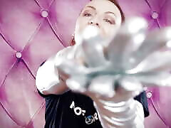 ASMR: long opera silver shiny gloves by Arya Grander. Fetish sounding free swap xxx video.