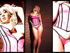 Blonde babe Jayden looks amazing in this pink corset