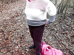 little boys creampie slaps to her breasts while walking through forest