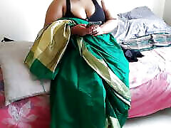 Telugu aunty in green saree with balck mom bbw Boobs on bed and fucks neighbor while watching porn on mobile - wwwadian sexcom download cumshot