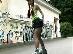 Retro Pantyhose cute fastxxx Of Teen Ira Skating Outside Stripping Off Clothes