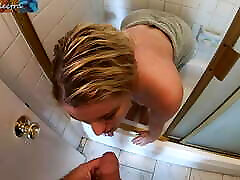 Stepmom wants sex when she catches her first tane peeping on her naked in the shower POV