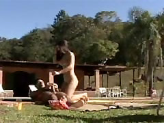 Lusty latinas have wild beautiful big melf by the pool with stud