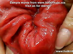 Hotkinkyjo in red night shirt double blake young face dilod and prolapse with AlexThorn