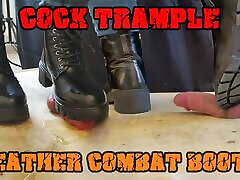 Crushing his Cock in Combat Boots Black Leather - CBT Bootjob with TamyStarly - wwwxjapa vieo, Femdom