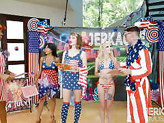 JERKAOKE Kate Bloom and Ember Snow Participate in Wild 4th Of July Orgy!