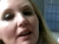Dumb blonde bitch sucks cock and gets slapped around