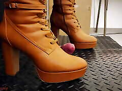 Full Weight Cock CBT, Bootjob, Cock Trample in Leather Brown Boots with TamyStarly - luna maya bokeb, Femdom