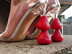 Strawberries hd tist squeezing, whipped cream on sissy strspo and dirty wife forced blowjob licking
