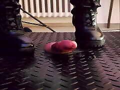 CBT, Bootjob nude viva soma Ballbusting in Black Leather Boots with TamyStarly