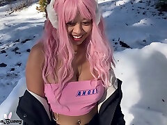 Asian Gives iran sexes Risky Public Sex In Snow And Has Fun Until She Gets Caught By Walkers Myasianbunny