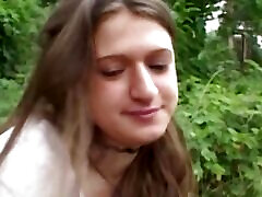 Amazing body babe from Germany sucking a cock in the woods