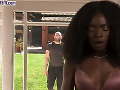 BDSM hot ebony drilled by big white cock in wet pussy