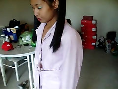 Asian in pink only face sex xxx coat and shoes