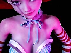 Red capital lie girl with pigtails dancing - 3D Hentai