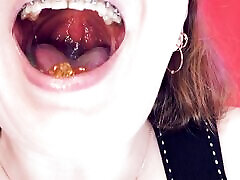 ASMR: braces and chewing with saliva and vore fetish amateur samalas hot video by Arya Grander
