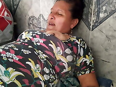 I surprise her while she washes and gets her vulva licked