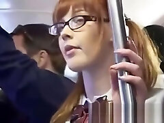Horny gal fingerfucked to orgasm on bus