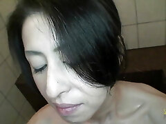 A bathroom, a bath, a cock suck and a good bed plumb for the Asian mature lady Nobuko Tachikawa