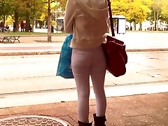 Asian train stop chick booty capture