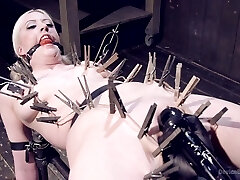 Corded blonde Cherry Torn is ready for the BDSM practice with a dude