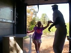 Wench in short skirt Bambi Diamond gets her butthole and beaver blacked