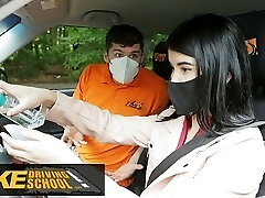 Faux Driving School Lady Dee sucks instructor’s disinfected burning jizz-shotgun