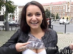 Hot public sex with a large-breasted cute brunette