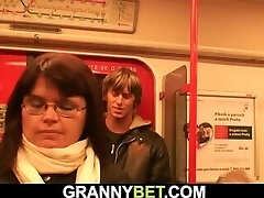 Young guy hooks up big boobs mommy in metro