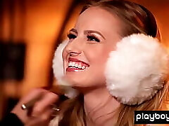 Petite blondie Scarlett Sage with tiny tits unwrapping in an deserted bar