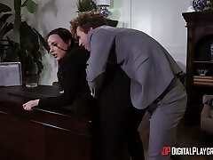 Office banging on the table with brunette secretary Dana Dearmond