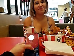 KFC public lush control and internal cumshot in the bathroom