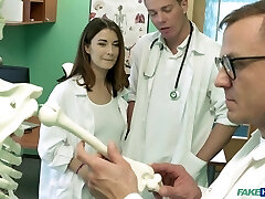 Hot nurse Camilla Moon gets fucked by a stiff schlong on the hospital's bed