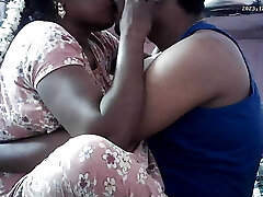 Indian wife kissing on and boobs pressing