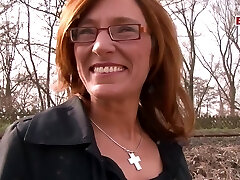 German old housewife approached on the street for sex audition