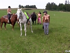 Insatiable Susan G and other girls like to ride horses naked