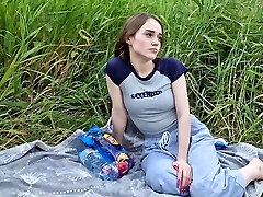 Cute Slender Babe Offers Her Boyfriend To Play Truth-or-Dare & Concludes Up Fucking With Him In the Lap Of Nature