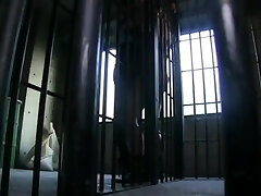 Office warden keeps horny prisoner subdued between her pantyhose thighs